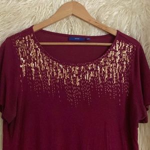 Apt 9 rose gold sequins tee shirt size Medium